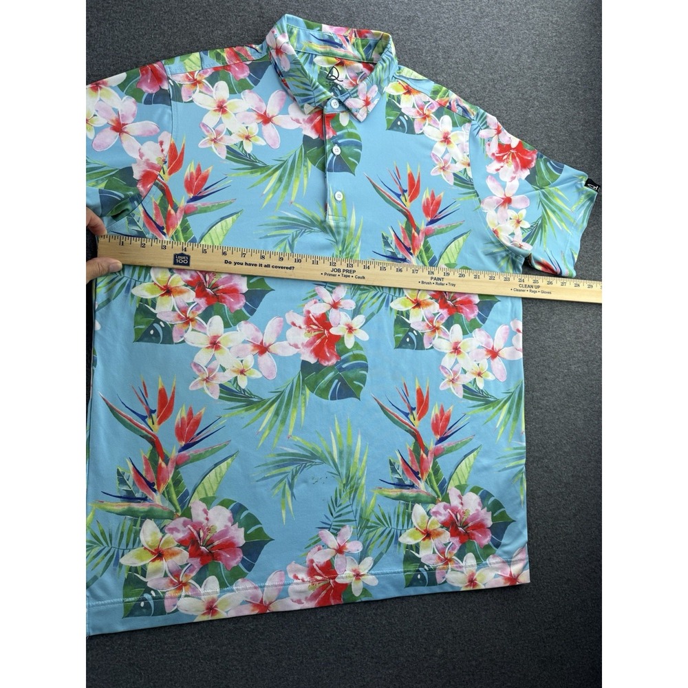 Deolax Golf Polo Shirt Mens‎ Sz XL Loud Tropical Plant Print Performance Stretch - Picture 11 of 16